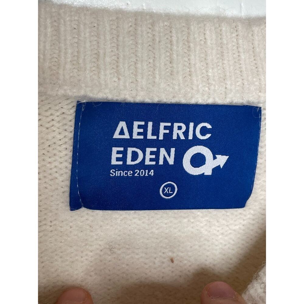 Aelfric Eden Men's Fisherman Cable-Knit Sweater Sz XL Cream Cozy Grandpa - Picture 8 of 9